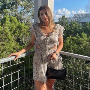 Sabo Skirt Floral Lace-Up Mini Dress